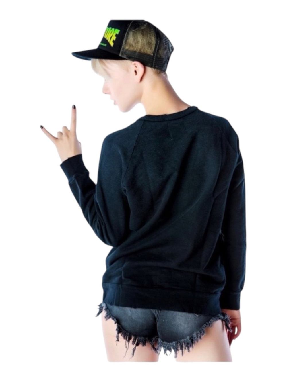 HTF: new UNIF ☻ Burn Me Weed Distressed Sweatshirt ☻ Flames ☻︎ Dirty Black ☻︎ M - Picture 3 of 16